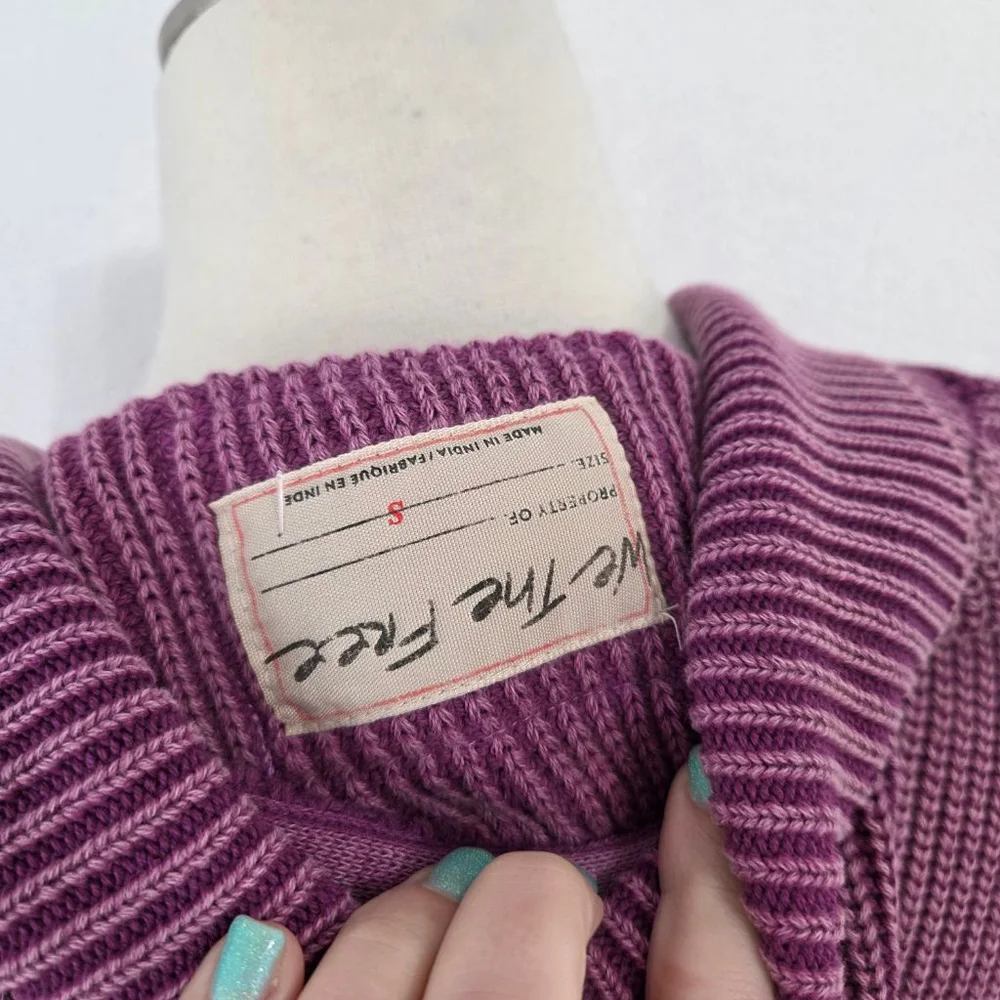 Free People Women's Worn Thru Surplus Cardigan sweater bubblegum pink size small - Picture 7 of 8